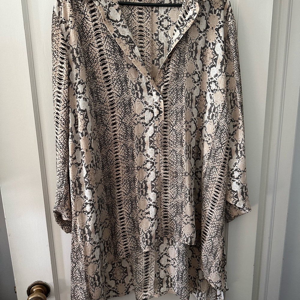 Fred David Snake Print Blouse - Black and Cream